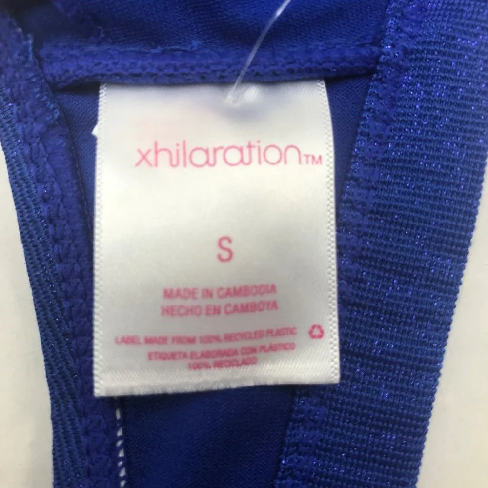 Xhilaration Junior's Size Small 0-2 Metallic Thread Bralette Bikini Top Blue New
